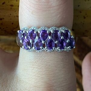 Genuine Amethyst Sterling Silver Ring Size 8